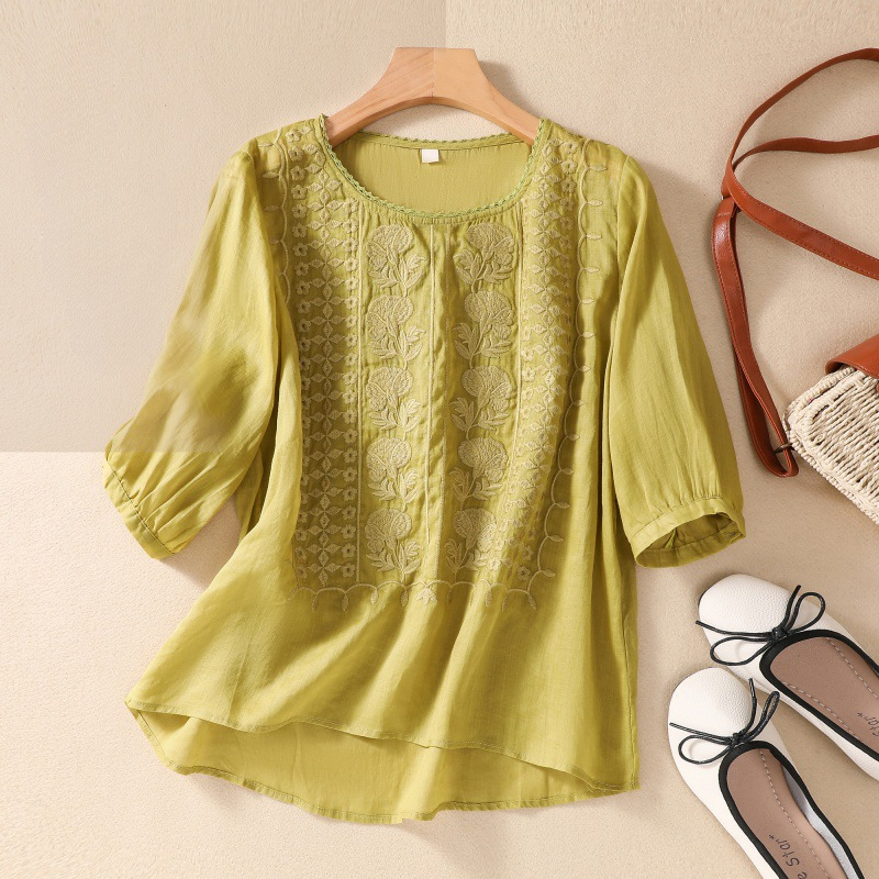 Women's Lace Blouse in Esmeralda Linen