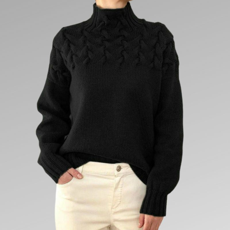 Women's Elegant Warm Sweater with High Collar-Outfit2Go