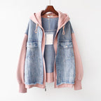 Women's Denim Varsity Hoodie
