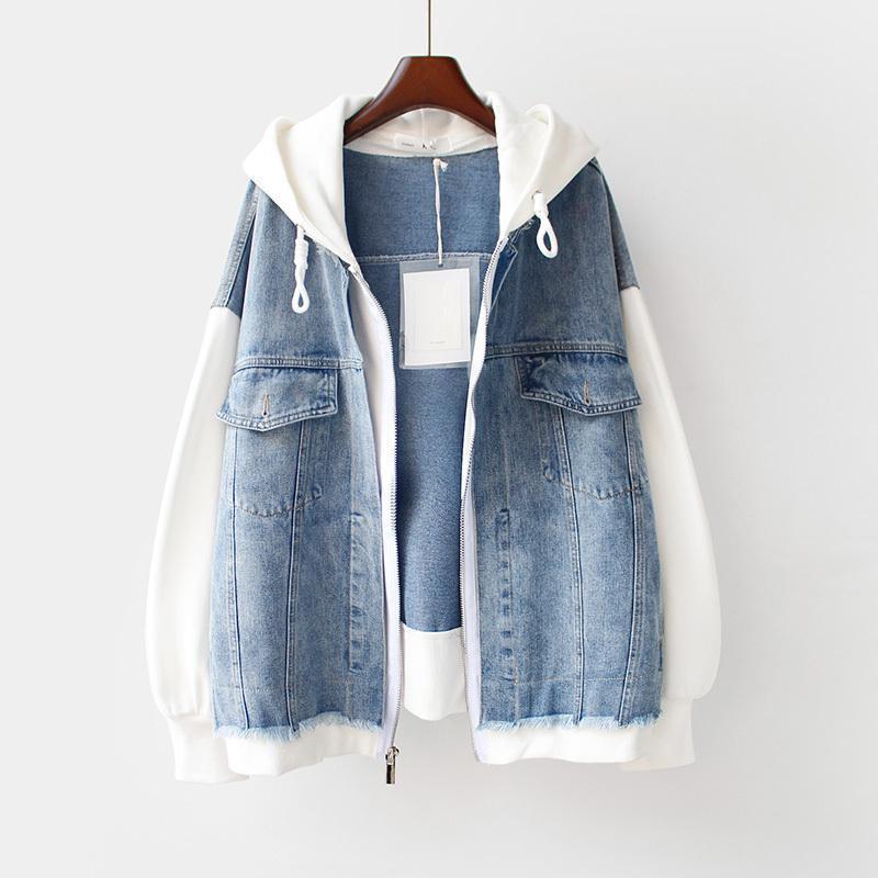 Women's Denim Varsity Hoodie