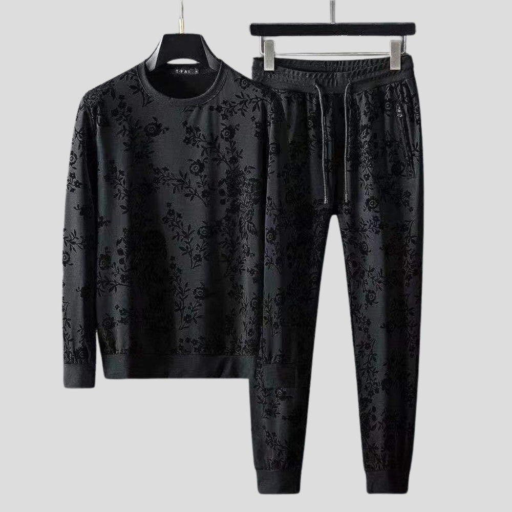 Men's Midnight Bloom Jacquard Set – Elegant and Comfortable Design-Outfit2Go