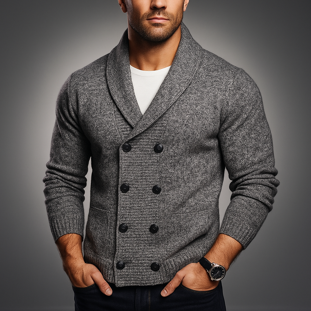 Men's Double-Breasted Cardigan in Moreno Style-Outfit2Go