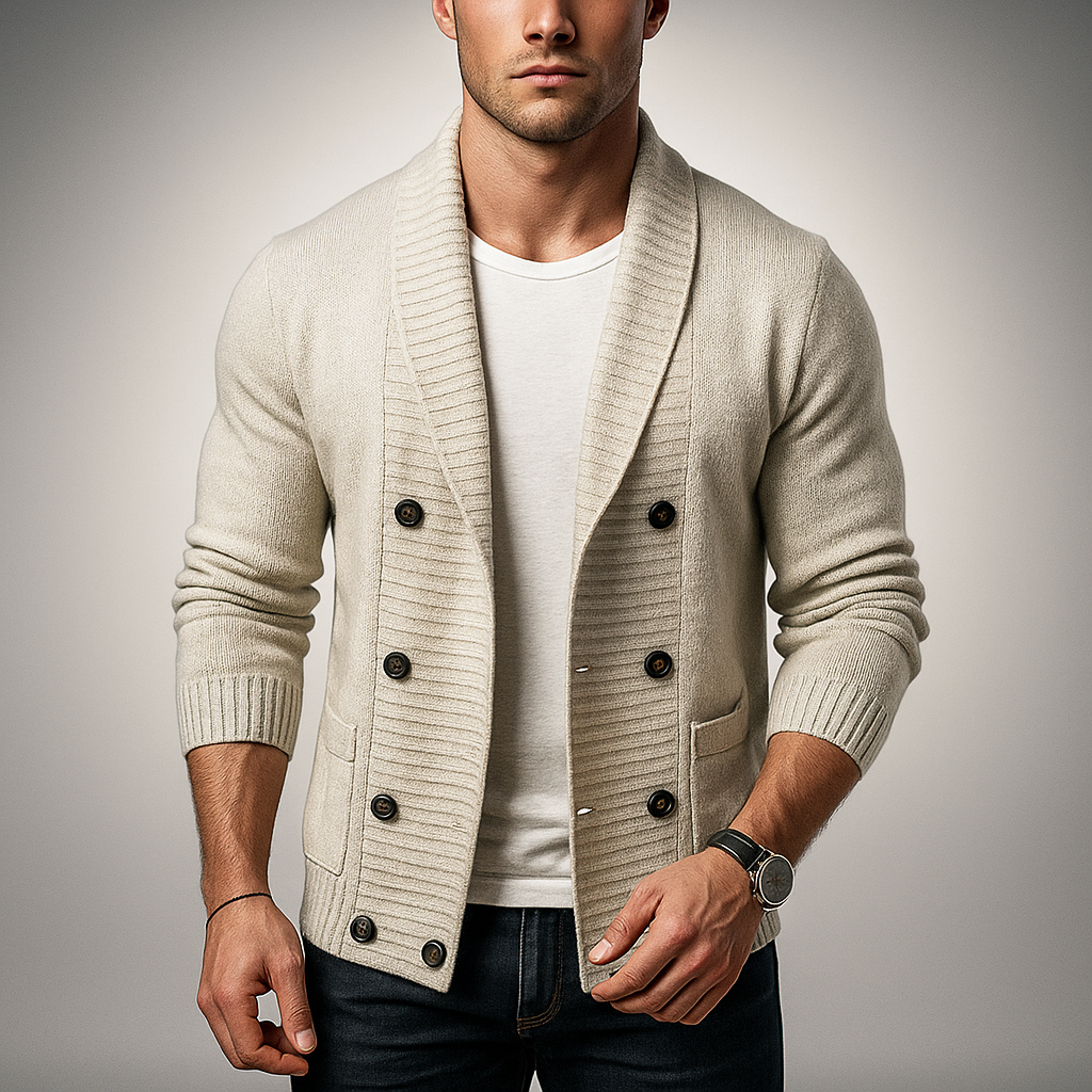 Men's Double-Breasted Cardigan in Moreno Style-Outfit2Go