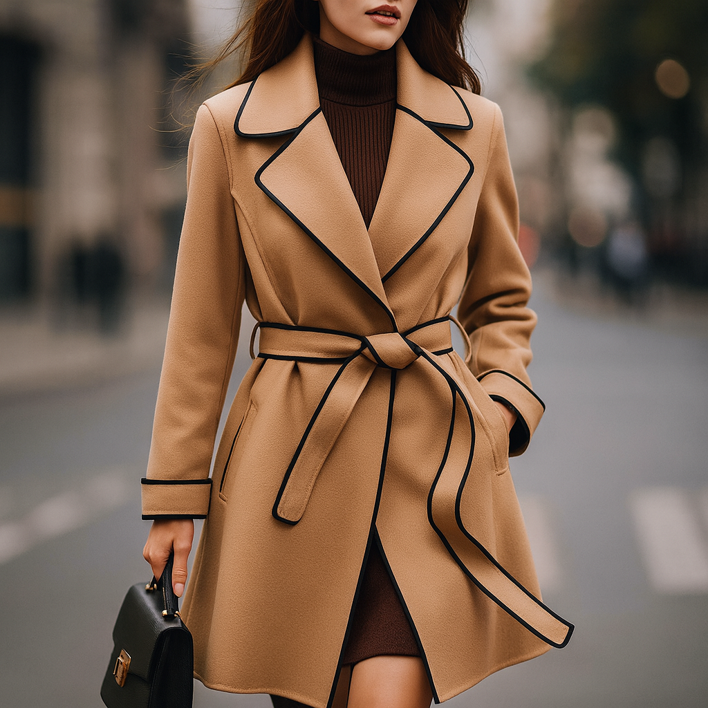 Women's Trim Belted Coat-Outfit2Go