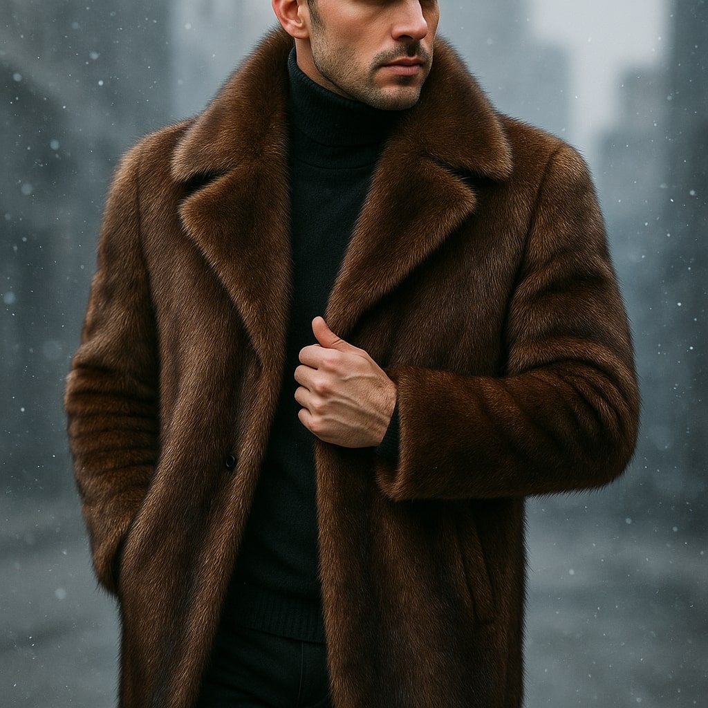Men's Faux Fur Long Coat-Outfit2Go