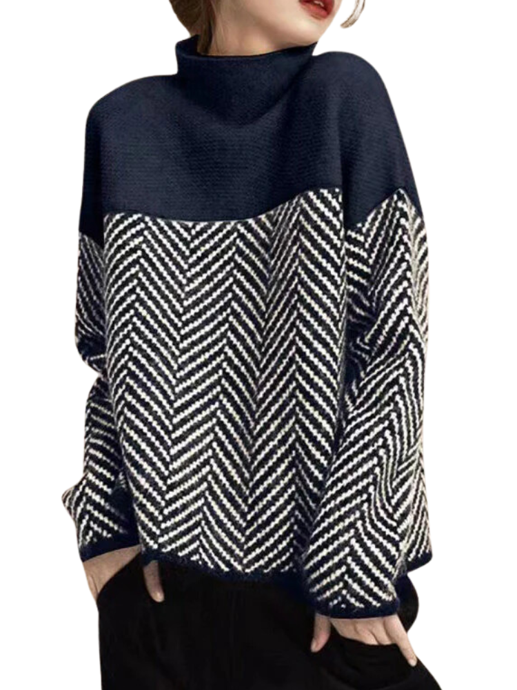 Women's Khaki Turtleneck Sweater for Winter Warmth-Outfit2Go