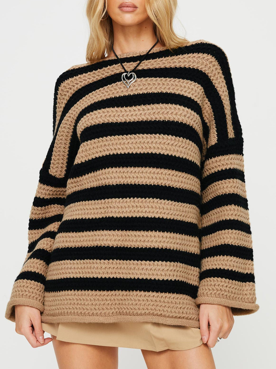 Women's Oversized Knit Sweater – Soft Fabric – Casual Round Neck-Outfit2Go