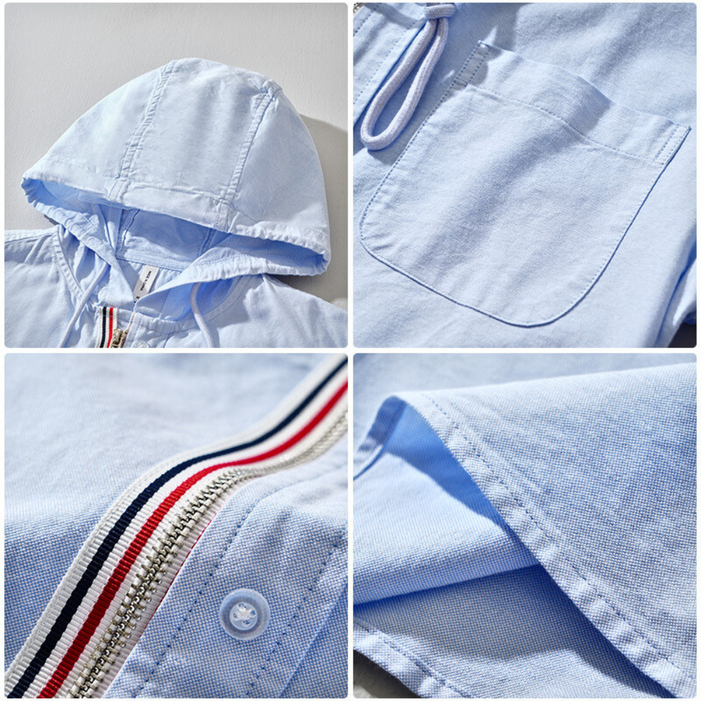 Men's Hooded Oxford Shirt – Stylish Comfort for Everyday Wear.-Outfit2Go
