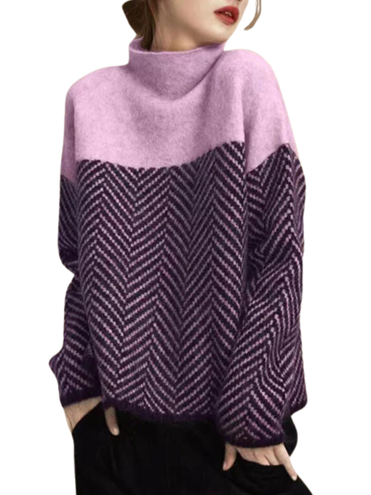 Women's Khaki Turtleneck Sweater for Winter Warmth-Outfit2Go