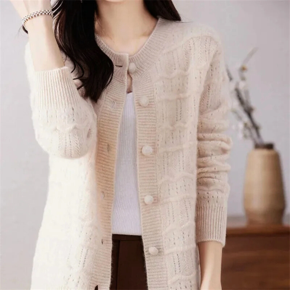 Women's Mocha Button Knit Sweater-Outfit2Go