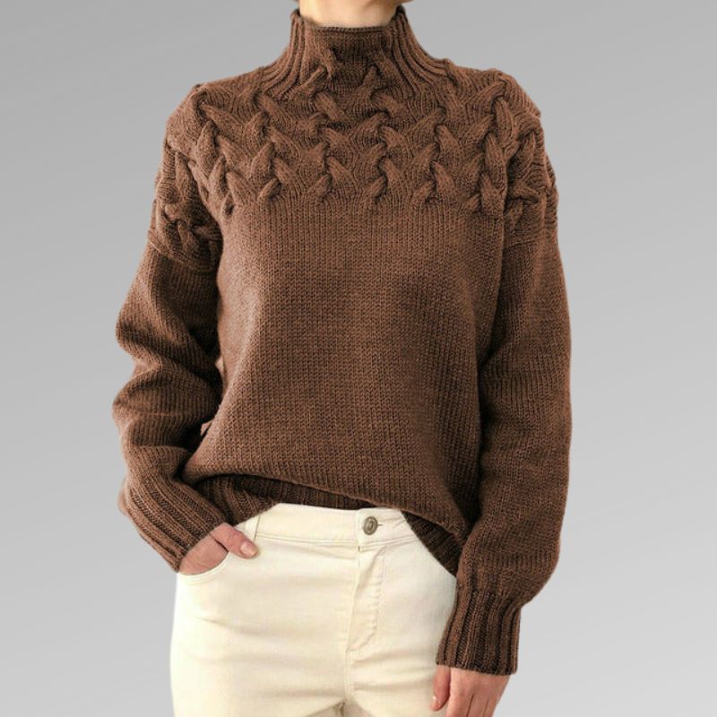 Women's Elegant Warm Sweater with High Collar-Outfit2Go
