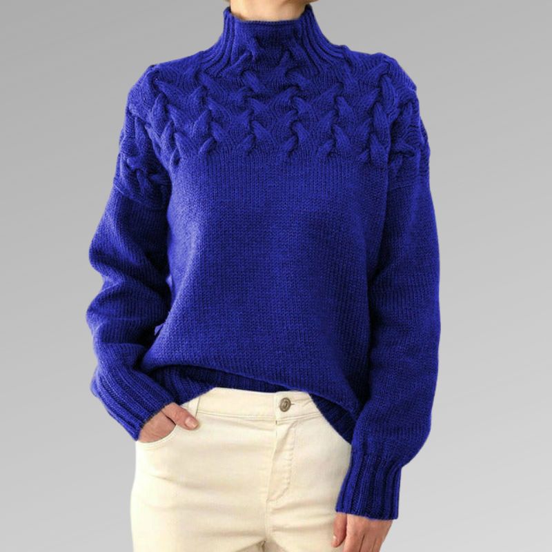 Women's Elegant Warm Sweater with High Collar-Outfit2Go