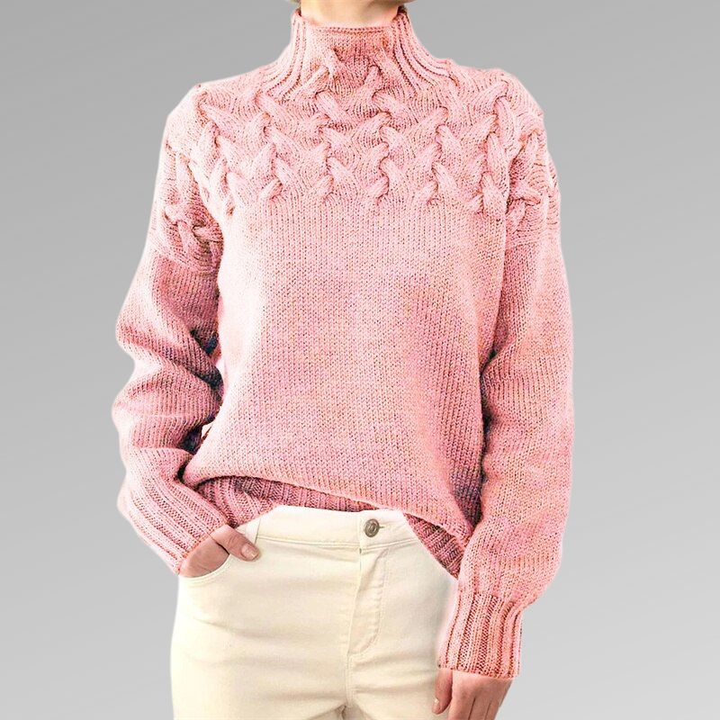 Women's Elegant Warm Sweater with High Collar-Outfit2Go