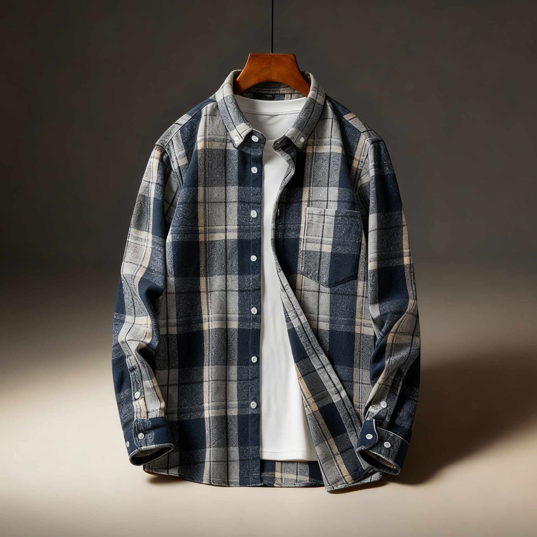Men's Plaid Flannel Button-Down Shirt with Soft Fabric for Casual Wear-Outfit2Go