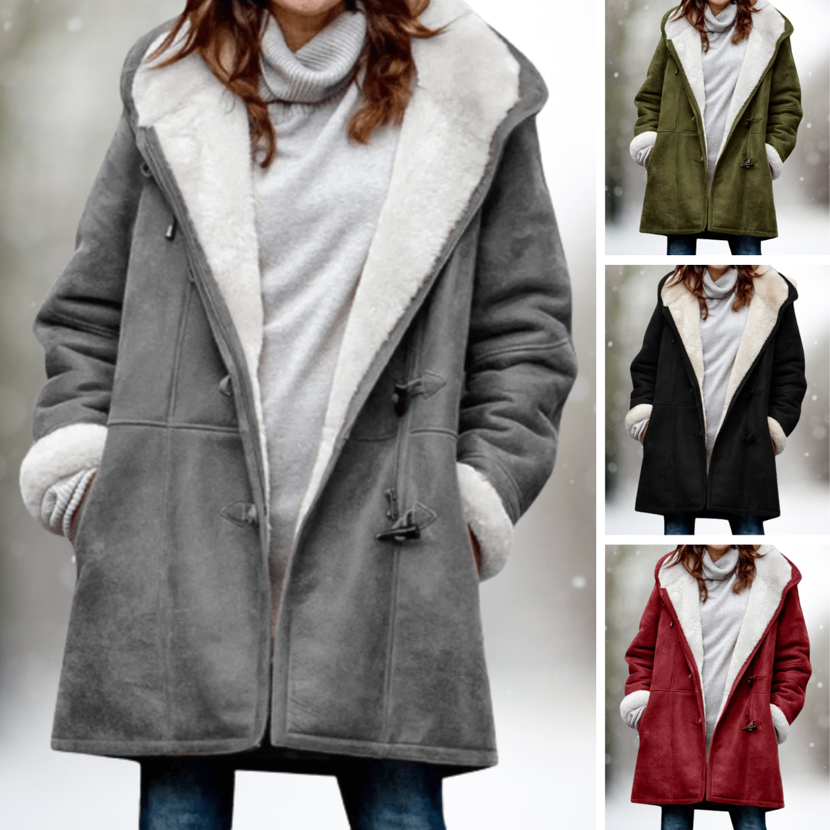 Women's Premium Suede Fleece Hooded Jacket-Outfit2Go