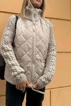 Women's Patchwork Knit Zip Jacket-Outfit2Go
