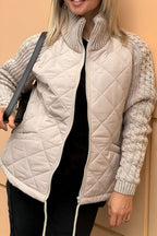 Women's Patchwork Knit Zip Jacket-Outfit2Go