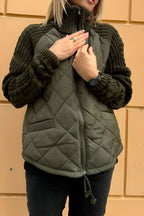 Women's Patchwork Knit Zip Jacket-Outfit2Go