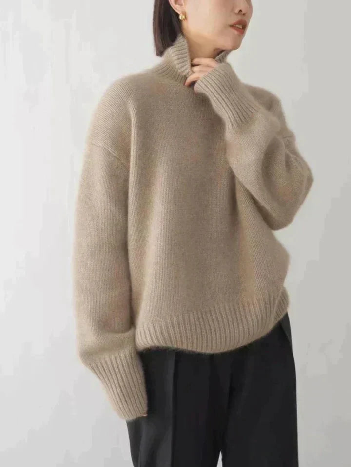 Women's Oversized Wool Turtleneck with Ribbed Cuffs – Casual Style-Outfit2Go