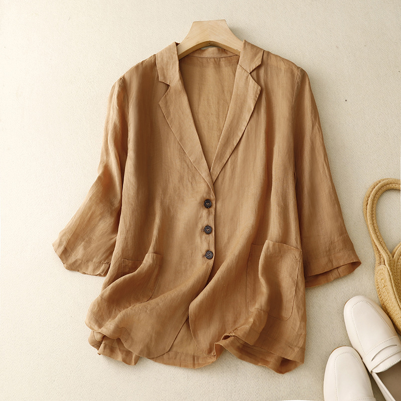 Women's Linen Blazer - Stylish and Lightweight Jacket