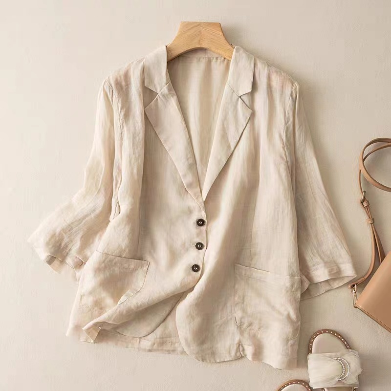 Women's Linen Blazer - Stylish and Lightweight Jacket