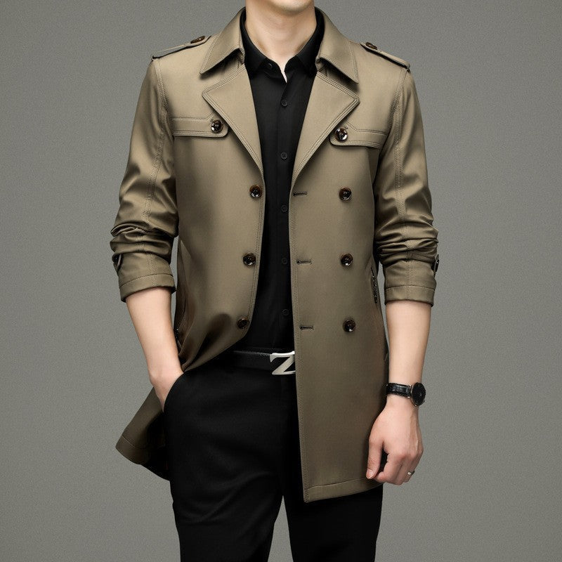 Men's Double-Breasted Trench Coat - Classic Style