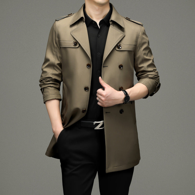 Men's Double-Breasted Trench Coat - Classic Style