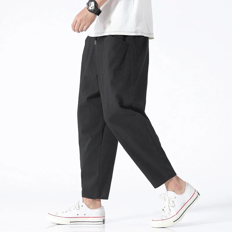 Men's Cropped Linen Pants - Katachi Style