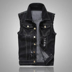 Men's Distressed Denim Vest-Outfit2Go