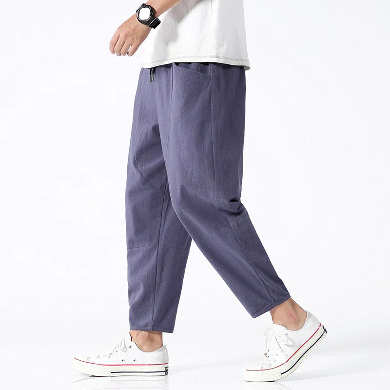 Men's Cropped Linen Pants - Katachi Style
