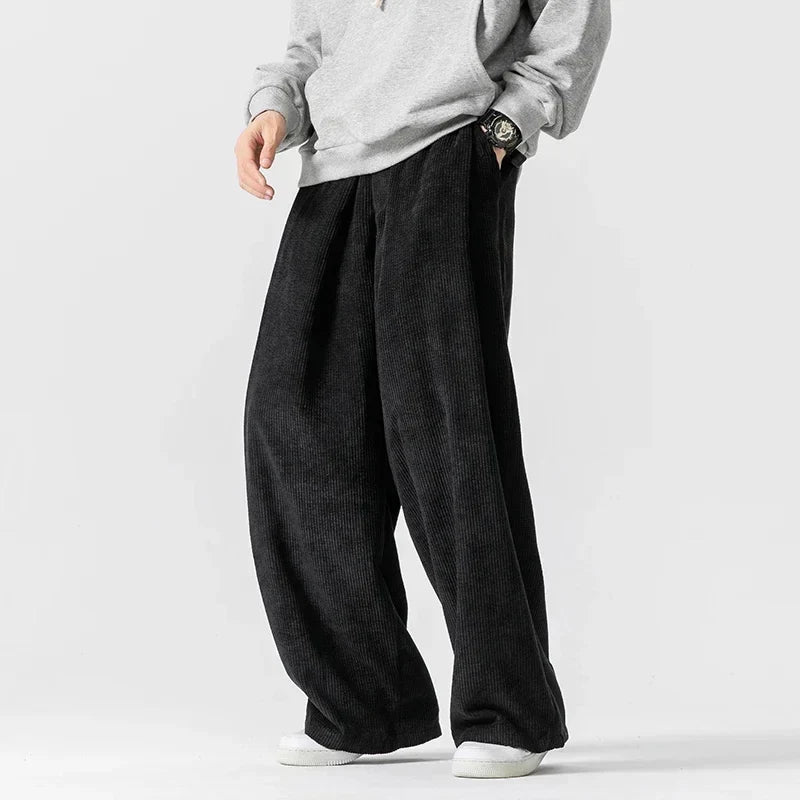 Men's Wide-Leg Corduroy Pants with Bend Design-Outfit2Go