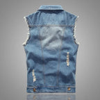 Men's Distressed Denim Vest-Outfit2Go