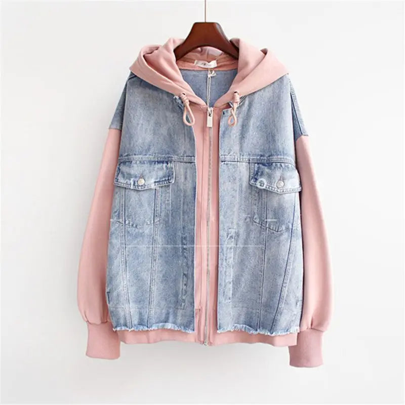 Women's Denim Varsity Hoodie