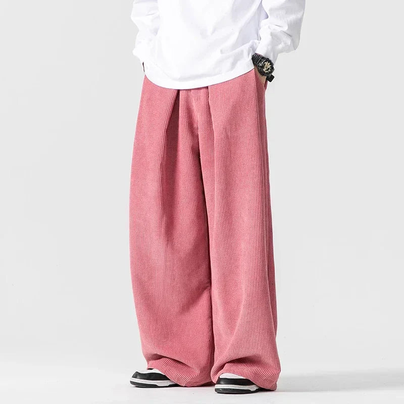 Men's Wide-Leg Corduroy Pants with Bend Design-Outfit2Go