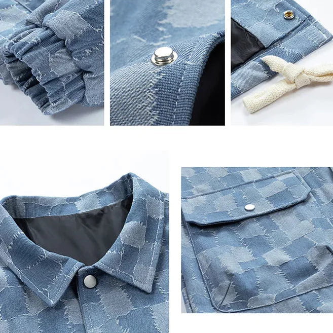 Men's Checkered Denim Jacket-Outfit2Go