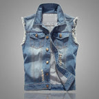 Men's Distressed Denim Vest-Outfit2Go
