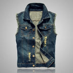 Men's Distressed Denim Vest-Outfit2Go