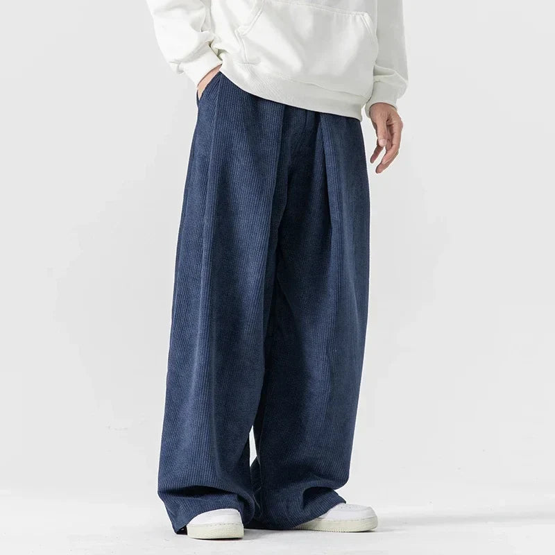 Men's Wide-Leg Corduroy Pants with Bend Design-Outfit2Go