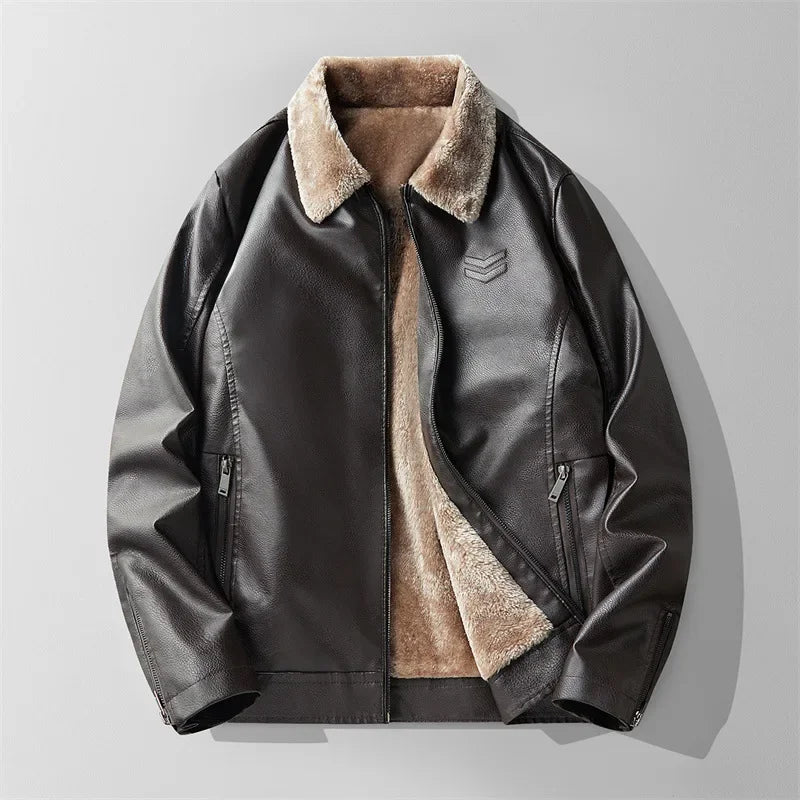 Men's Leather Fleece Jacket-Outfit2Go