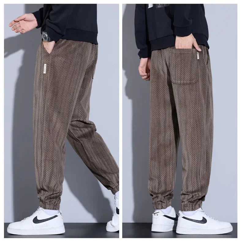 Men's Checkered Corduroy Pants with Vault Design-Outfit2Go