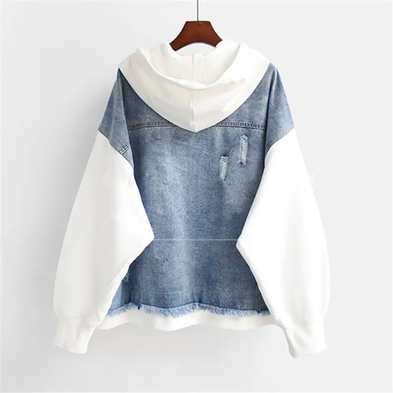 Women's Denim Varsity Hoodie