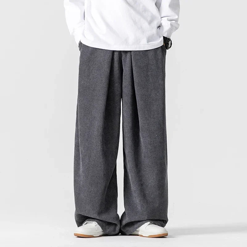Men's Wide-Leg Corduroy Pants with Bend Design-Outfit2Go