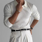 Men's Ribbed Knit Polo Shirt Comfortable Casual Wear for Everyday Use-Outfit2Go