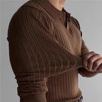 Men's Ribbed Knit Polo Shirt Comfortable Casual Wear for Everyday Use-Outfit2Go