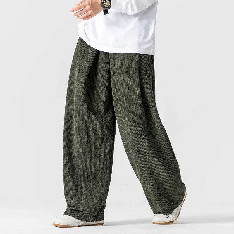 Men's Wide-Leg Corduroy Pants with Bend Design-Outfit2Go