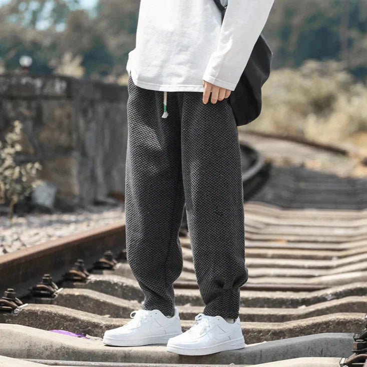 Men's Textured Joggers with Comfortable Fit-Outfit2Go