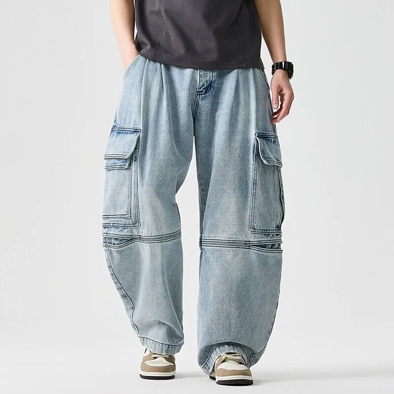 Men's Oversized Baggy Jeans with Distressed Detailing-Outfit2Go
