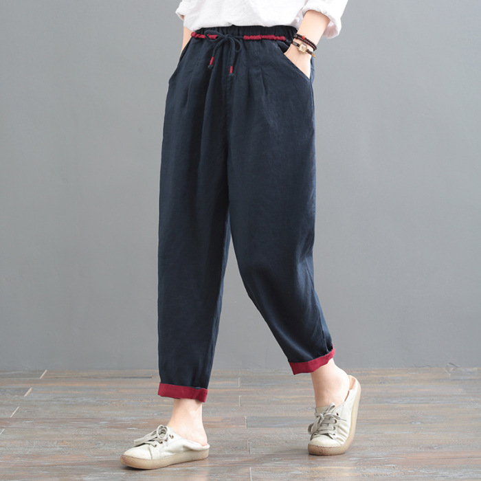 Women's Linen Barrel Pants - Fifth Avenue Style