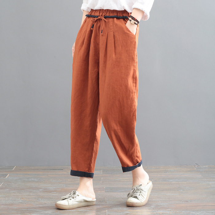 Women's Linen Barrel Pants - Fifth Avenue Style