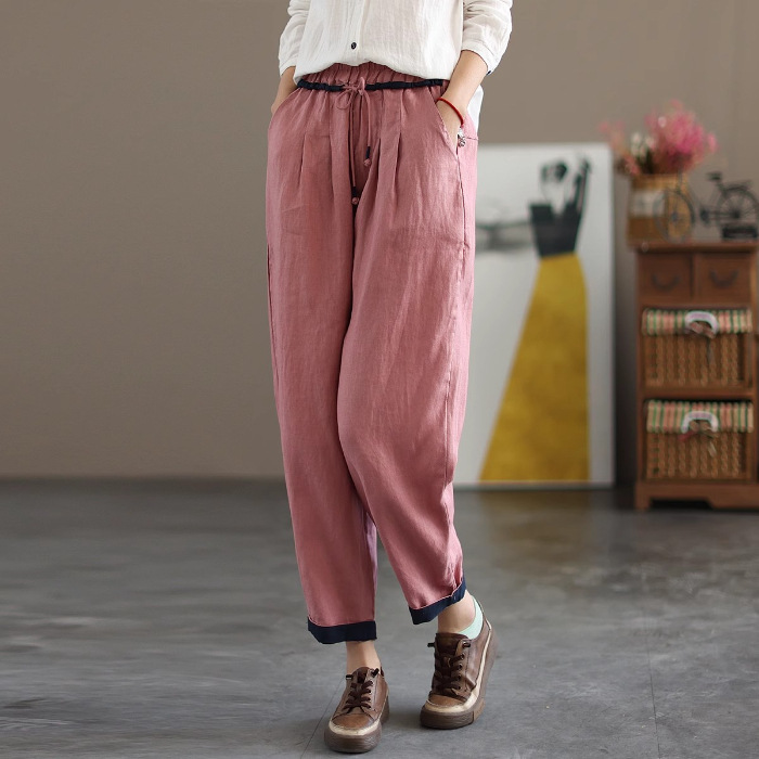 Women's Linen Barrel Pants - Fifth Avenue Style